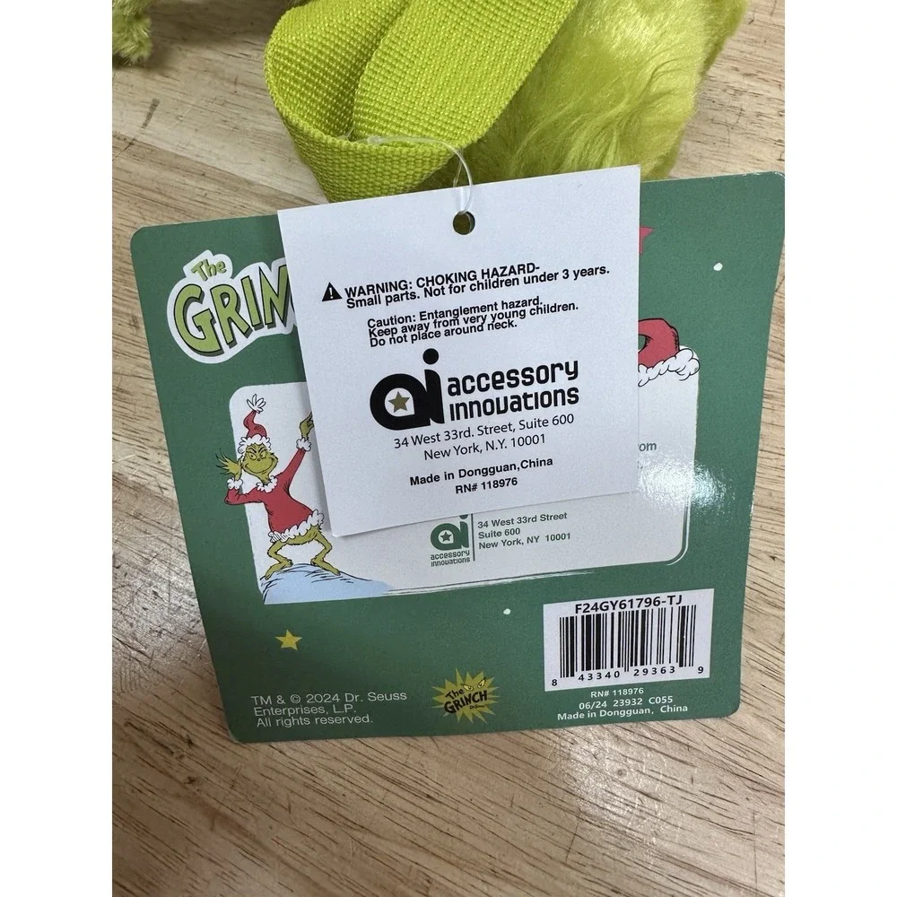 The Grinch Plush Backpack Bag Dr. Seuss Christmas 2024 Accessory Innovations NWT